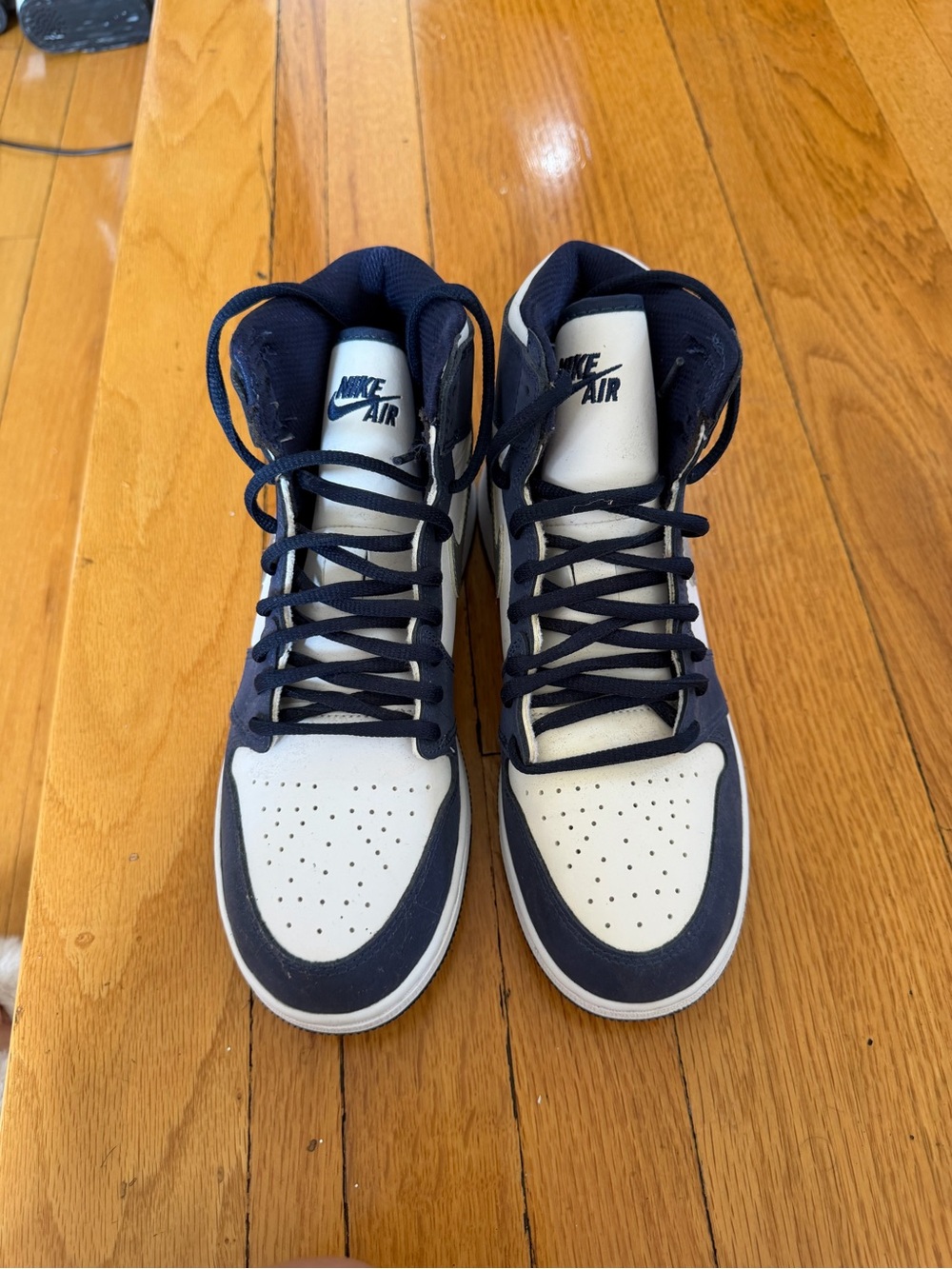 Jordan High-Top Sneakers in White and Navy